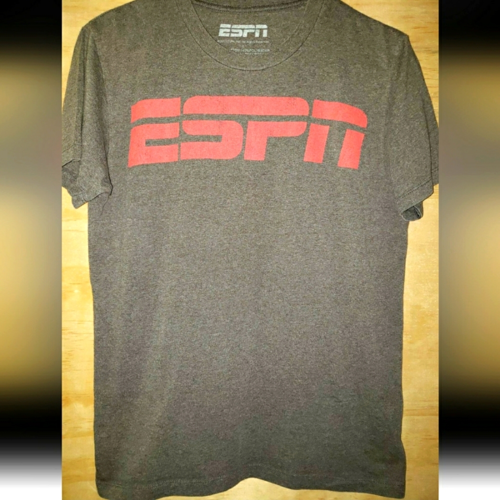 2013 ESPN unisex small graphic tee shirt brown/red retro vintage style look